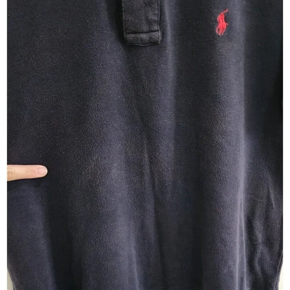 Polo Sport Ralph Lauren Blue Polo‎ Shirt Size M Red Pony Logo 100% Cotton